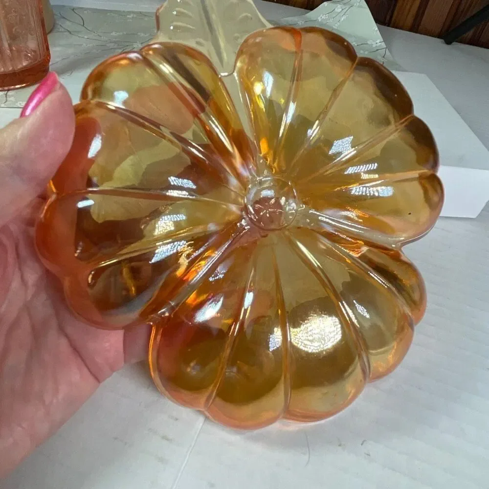 VTG Jeannette Glass Doric Iridescent Marigold 3-Part Candy Dish(1935-1938)